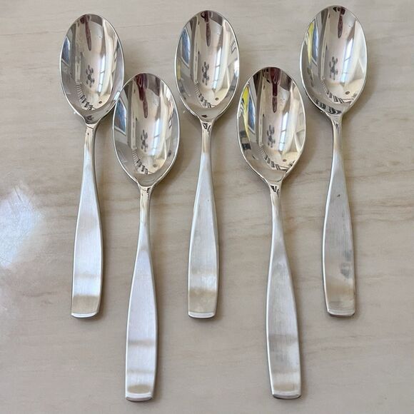 5pc MIKASA Satin Loft Soup Spoon 7 5/8” Stainless 18/10 Satin Handle Glossy Bwl - Picture 1 of 7